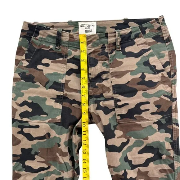 Nili Lotan Cropped French Military Pants Womens Green Camouflage Flat Front Sz 4 - Picture 8 of 12